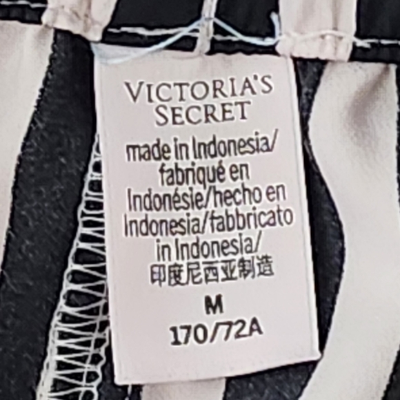 Victoria Secret Black PInk Stripe Satin Lounge Pajama Pants M - Picture 4 of 4